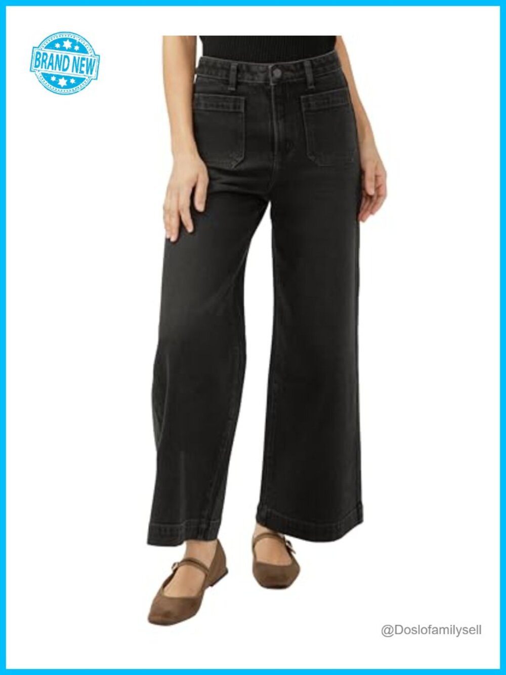 High Rise Ankle Wide Leg Jeans Low Stretch Denim 90s Retro Style